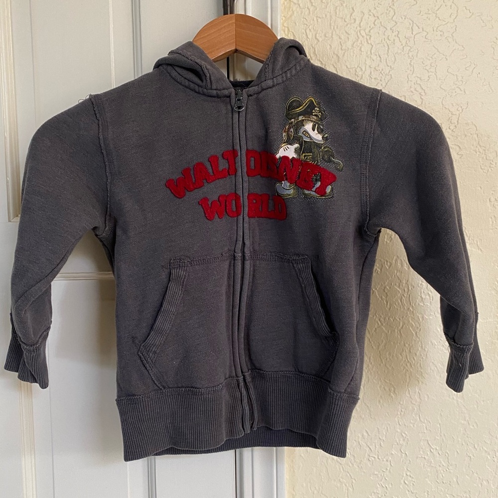 ~DISNEY PARKS~PIRATE MICKEY HOODED GRAY JACKET~SIZE XS